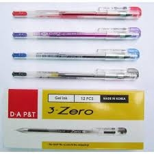 Bút gel 3-Zero xanh, đen, đỏ, tím