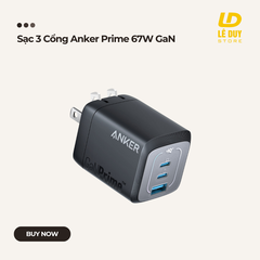 Sạc 3 Cổng Anker Prime 67W GaN