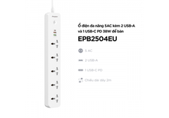 Ổ điện đa năng 5AC kèm 2USB-A và 1USB-C sạc nhanh PD (max 38W) - White - EPB2504EUWE