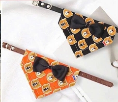 Yếm tam giác dây da mặt gấu nơ