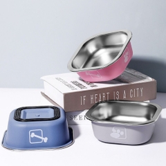 Bát vuông inox in hình bàn chân chống trượt 14cm