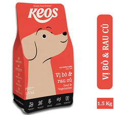 Hạt KEOS cho chó lớn vị bò và rau củ 1,5kg
