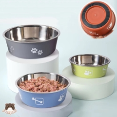 Bát tròn inox in xương cá và bàn chân chống trượt