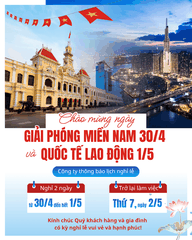 Thông báo lịch nghỉ lễ 30/4 – 1/5/2026