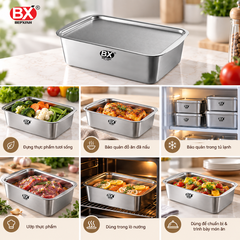 Hộp Đựng Thực Phẩm Inox 304 Bếp Xinh – Tặng Kèm Vỉ