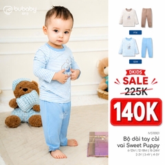 (6M-5Y) Bộ dài tay cổ tròn BUBABY Vải  Mềm mát Signature Cao Cấp Cho Bé