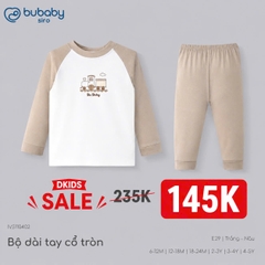 BU Baby (6M-5Y) Bộ dài tay cổ tròn Thu êm Bubaby Bambus BBB110406 | Quần áo BU chính hãng
