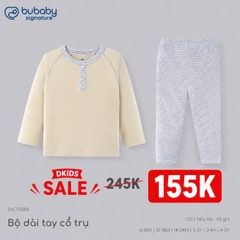 (6M-5Y) Bộ dài tay cổ tròn BUBABY Vải  Mềm mát Signature Cao Cấp Cho Bé