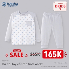 (6M-5Y) Bộ dài tay cổ tròn Thu êm Bubaby Cotton BCT110404 | Quần áo BU Chính hãng