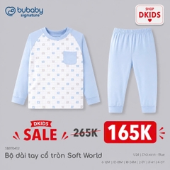 (6M-5Y) Bộ dài tay cổ tròn Thu êm Bubaby Cotton BCT110404 | Quần áo BU Chính hãng