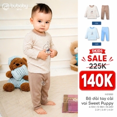 (6M-5Y) Bộ dài tay cổ tròn Thu êm Bubaby Cotton BCT110404 | Quần áo BU Chính hãng