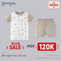 (6M - 5Y) Bộ quần áo ngắn tay cài vai BUBABY SALE 2026