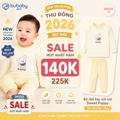 (6M-5Y) Bộ dài tay cổ tròn Thu êm Bubaby Cotton BCT110404 | Quần áo BU Chính hãng