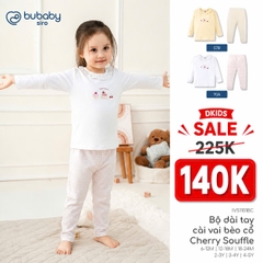(6M-5Y) Bộ dài tay cổ tròn BUBABY Vải  Mềm mát Signature Cao Cấp Cho Bé