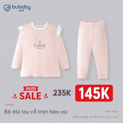 (6M-5Y) Bộ dài tay cổ tròn BUBABY Vải  Mềm mát Signature Cao Cấp Cho Bé