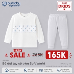 (6M-5Y) Bộ dài tay cổ tròn BUBABY Vải  Mềm mát Signature Cao Cấp Cho Bé