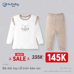 BU Baby (6M-5Y) Bộ dài tay cổ tròn Thu êm Bubaby Bambus BBB110406 | Quần áo BU chính hãng