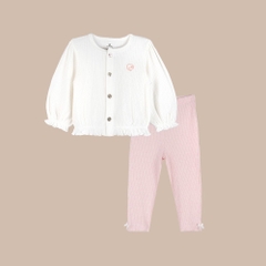 BU Baby (6M-4Y) Bộ dài tay cài giữa bèo gấu Bé gái BWL1102BG | Quần áo Bubaby chính hãng