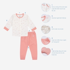 (0M-6M) Bộ dài tay cài giữa Bu Baby - Bambus BBB110206 - Quần áo BU Baby Chính hãng