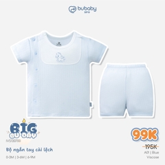 (0-12M) Bộ quần áo ngắn tay cài lệchbé trai bé gái mềm mát vải co giãn - KVS130| BU Baby chính hãng