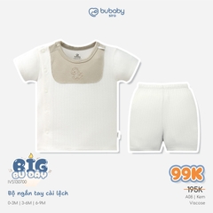 (0-12M) Bộ quần áo ngắn tay cài lệchbé trai bé gái mềm mát vải co giãn - KVS130| BU Baby chính hãng