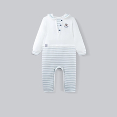 (0-12M) Body dài tay Bubaby cổ thủy thủ BuBu Cotton, bộ liên dài tay phong cách hàn quốc | PCT215300