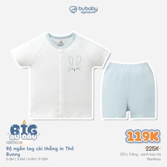 (0M-12M) Bộ ngắn tay cài thẳng in Thỏ Bunny | Quần áo sơ sinh cao cấp mềm mại | SBB130238