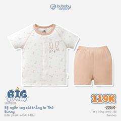 (0M-12M) Bộ ngắn tay cài thẳng in Thỏ Bunny | Quần áo sơ sinh cao cấp mềm mại | SBB130238