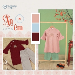 (6M-5Y) Set đồ Tết cao cấp BU Baby - Áo dài thiết kế thêu kèm quần Bubaby cho bé trai bé gái sang trọng sành điệu