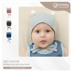 BU Baby (0-12M) Mũ Buộc dây Quả bông ABC1943QB Muda cho bé trai, bé gái  sơ sinh - Bamco  - Mũ bu baby - Mũ Bu sơ sinh
