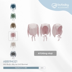 (NB-3M) Mũ buộc dây tai thỏ Bonet Bu Baby chất sợi tre mềm mại ABB194321 - Bubaby sơ sinh - Mũ Bubaby