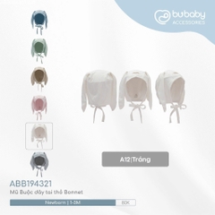 (NB-3M) Mũ buộc dây tai thỏ Bonet Bu Baby chất sợi tre mềm mại ABB194321 - Bubaby sơ sinh - Mũ Bubaby