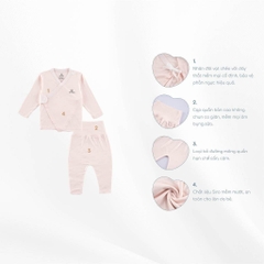 BU Baby Bộ dài tay cài chéo cho bé sơ sinh chất vải thoải mái, co giãn  - Siro BSR110802 | Bu Baby Chính Hãng