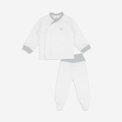 BU Baby Bộ quần áo dài tay cài chéo liền tất chân chần bông - BU Quilted BBS110800 | Quần áo Bu Baby chính hãng