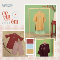 (6M-5Y) Set đồ Tết cao cấp BU Baby - Áo dài thiết kế thêu kèm quần Bubaby cho bé trai bé gái sang trọng sành điệu