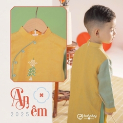 (6M-5Y) Set đồ Tết cao cấp BU Baby - Áo dài thiết kế thêu kèm quần Bubaby cho bé trai bé gái sang trọng sành điệu
