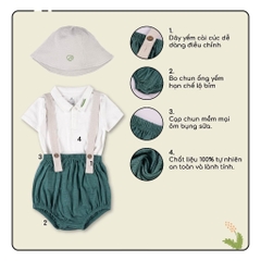 BU Baby Set Quần yếm kèm áo ngắn tay và mũ bé trai Mimo cho bé từ 6 đến 24 tháng- GMC603201 | Bu Baby Chính Hãng