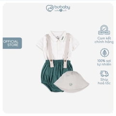BU Baby Set Quần yếm kèm áo ngắn tay và mũ bé trai Mimo cho bé từ 6 đến 24 tháng- GMC603201 | Bu Baby Chính Hãng