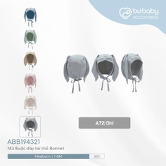 (NB-3M) Mũ buộc dây tai thỏ Bonet Bu Baby chất sợi tre mềm mại ABB194321 - Bubaby sơ sinh - Mũ Bubaby
