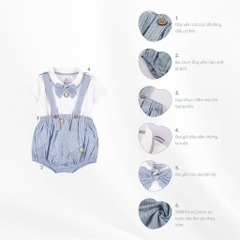 BU Baby Set quần yếm kèm áo ngắn tay bé trai kè nơ cổ cho bé từ 6 tháng đến 2 tuổi - BCT6332NC | Quần áo Bu Baby