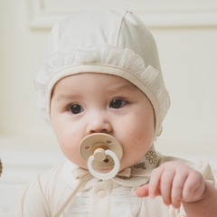 BU Baby Mũ buộc dây Bonnet Mimo nhún bèo sơ sinh dành cho bé gái - BU Modal Cotton ABC194300 | Phụ kiện chính hãng