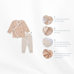 BU Baby Bộ dài tay cài chéo Bambus Iconic từ NB đến 3 tháng vải sợi tre mểm mại - Bambus BBB1301NS | Quần áo chính hãng