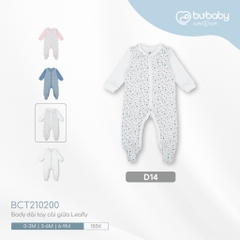 (0M-9M) Body dài tay cài giữa Leafly - Bubaby Pure Cotton BCT210200 | Quần áo BU Baby chính hãng