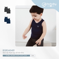 (12M-5Y) Set 2 áo Tank top,  Sát nách cổ tròn Bubaby Siro BSR340401 BSR340402 | Quần áo BU Baby chính hãng