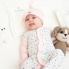 (0M-9M) Body dài tay cài giữa Leafly - Bubaby Pure Cotton BCT210200 | Quần áo BU Baby chính hãng