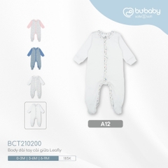 (0M-9M) Body dài tay cài giữa Leafly - Bubaby Pure Cotton BCT210200 | Quần áo BU Baby chính hãng