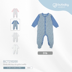 (0M-9M) Body dài tay cài giữa Leafly - Bubaby Pure Cotton BCT210200 | Quần áo BU Baby chính hãng