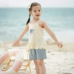 (6M-5Y) Bộ ngắn tay cài sau , áo 2 dây + Quần đùi Bamco cho bé gái - BBC1310BG BBC153101 | Quần áo BU Baby chính hãng