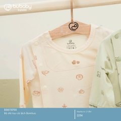 (NB-3M) Bộ dài tay cài lệch Bambus in họa tiết kỷ vật - BBB110700 | Quần áo BU Baby chính hãng