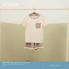(6M-5Y) Bộ ngắn tay cài vai Gami túi ngực chi bé BU BBB1301PW | Quần áo BU Baby chính hãng